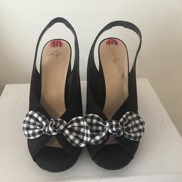 Nine West, Size 10 Slingback Heel with Gingham Bow - Picture 3 of 4